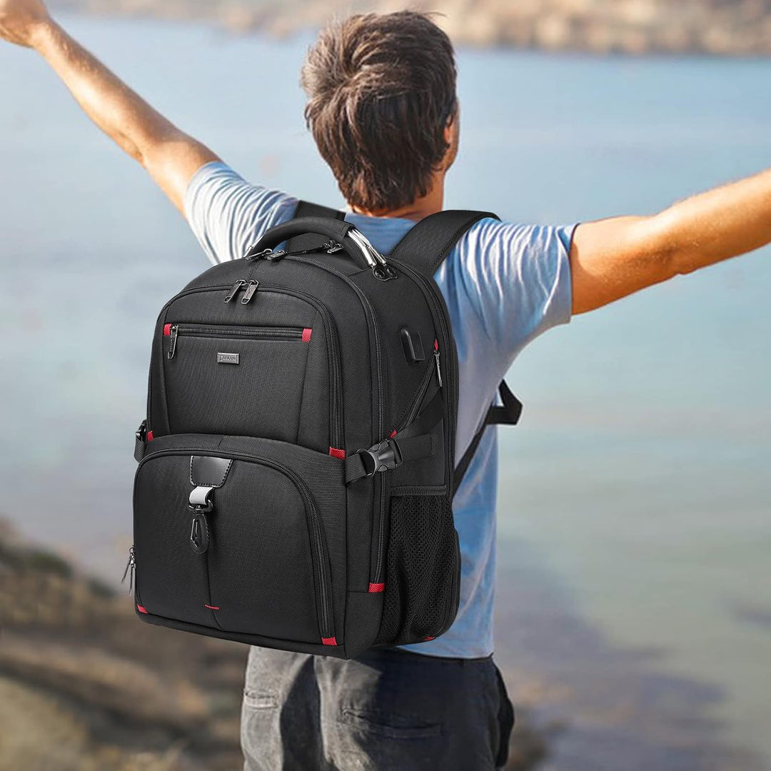 Unisex 50L waterdichte reis laptoprugzak met USB-poort, ideaal voor school, werk en reizen.