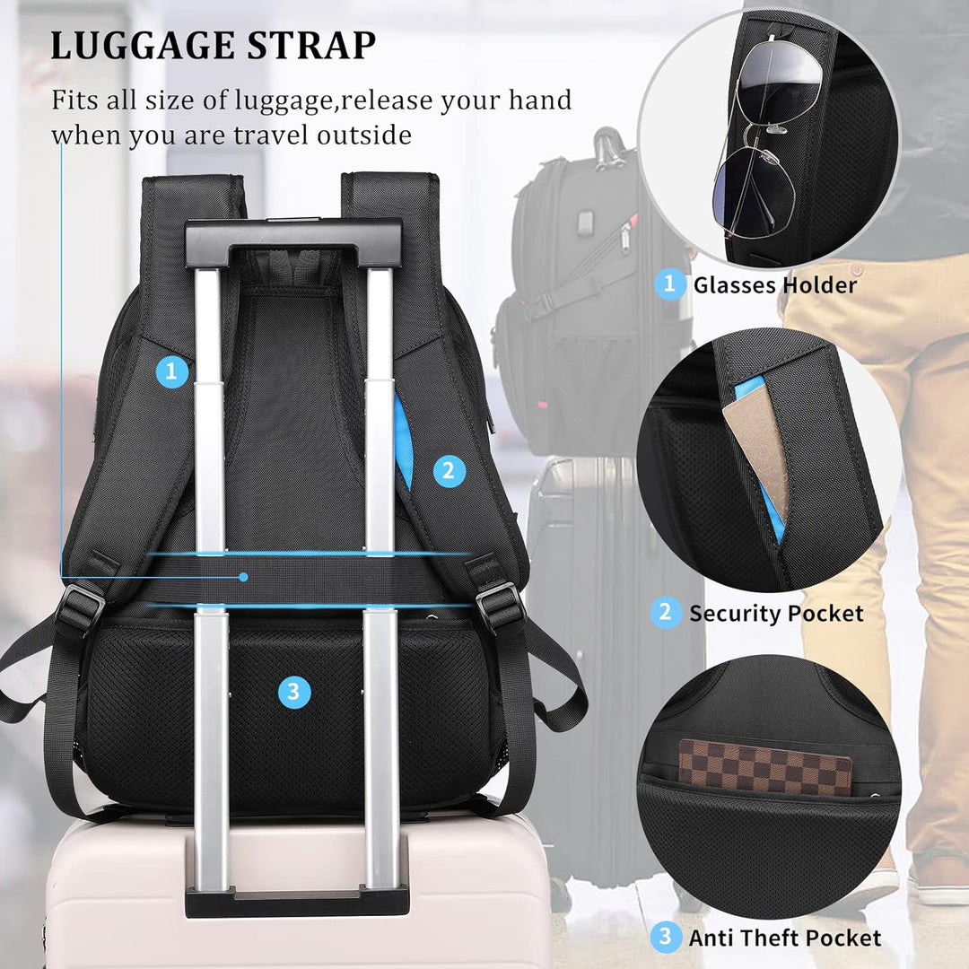 Extra grote 50L waterdichte unisex rugzak, perfect voor laptop en reizen, met geïntegreerde USB-poort.