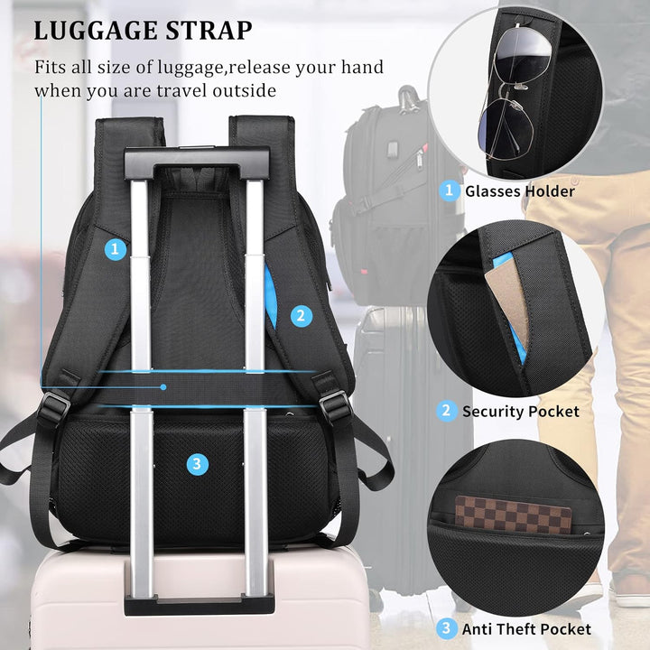 Extra grote 50L waterdichte unisex rugzak, perfect voor laptop en reizen, met geïntegreerde USB-poort.
