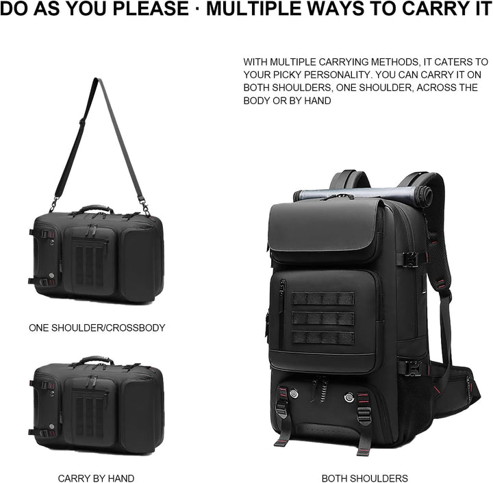 Praktische 50L waterdichte backpack met geïntegreerde USB-poort en beschermend laptopvak. Perfecte reistas.
