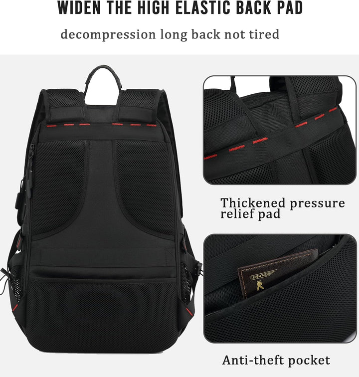 Grote 60L waterdichte rugzak met beschermd laptopvak en aparte compartimenten voor optimale organisatie.