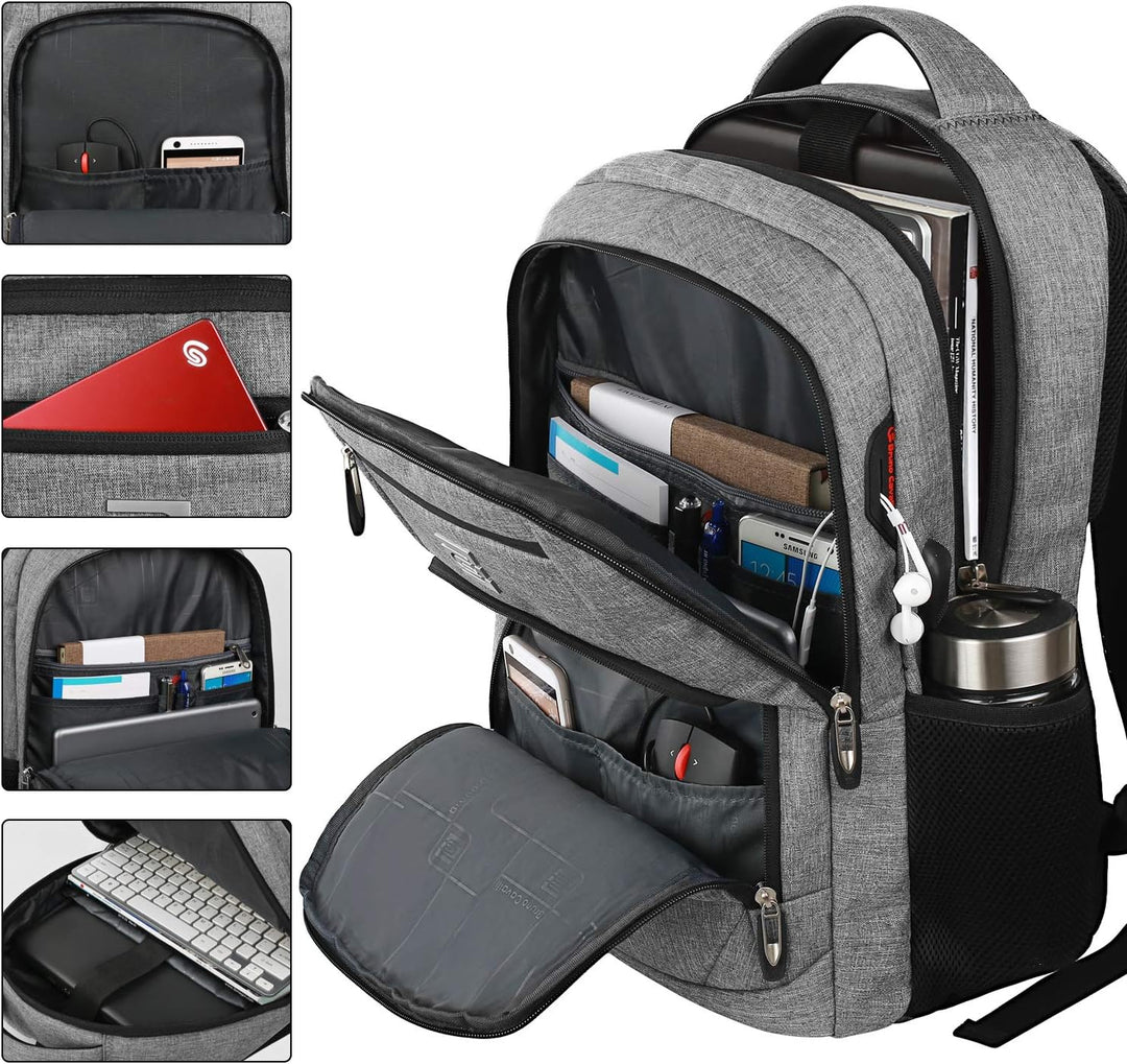 Ruime schoolrugzak, unisex, met USB oplaadpoort en veilige ritsen.