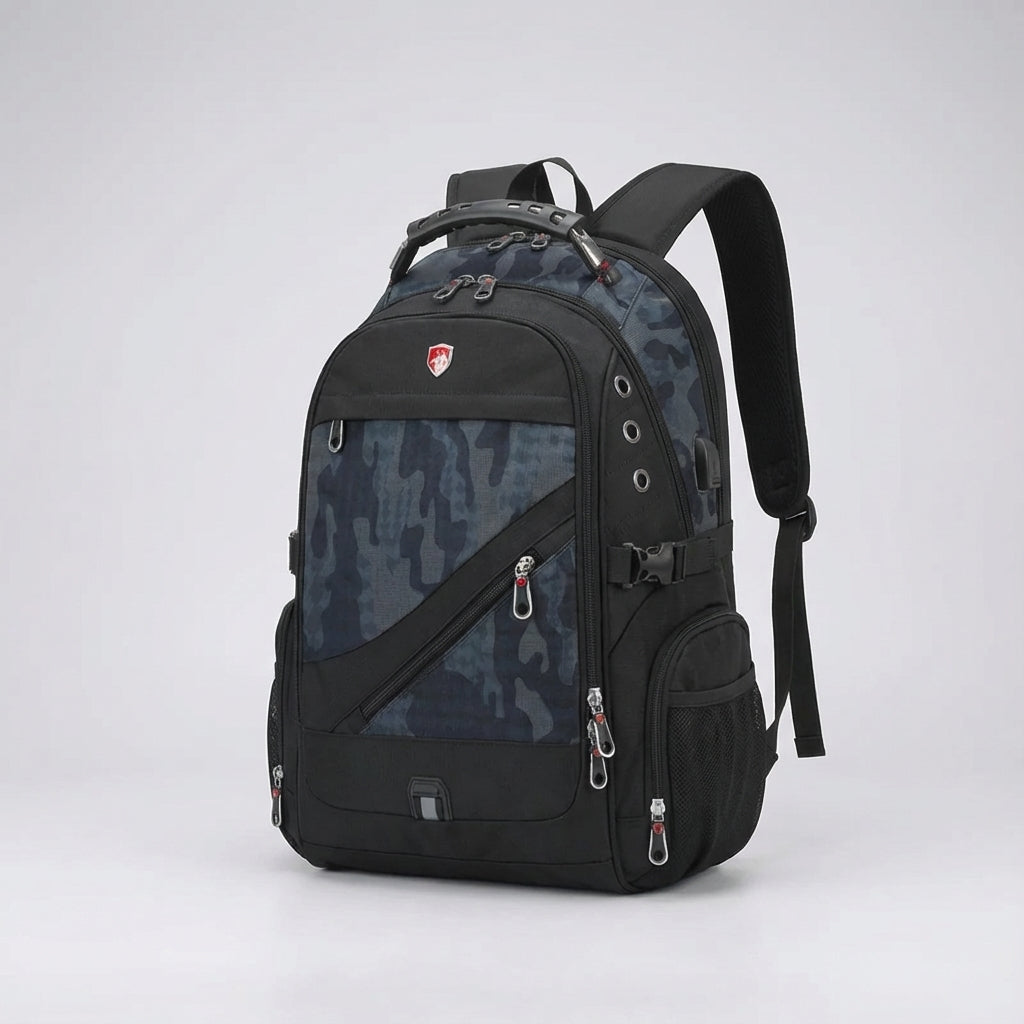 Moderne unisex werkrugzak met antidiefstal functies, perfect voor pendelaars en studenten met een laptop.
