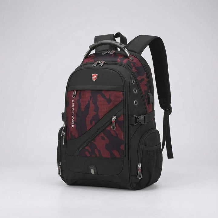 Veelzijdige waterdichte reisrugzak, te gebruiken als laptoptas en outdoor rugzak, met ingebouwde veiligheid.