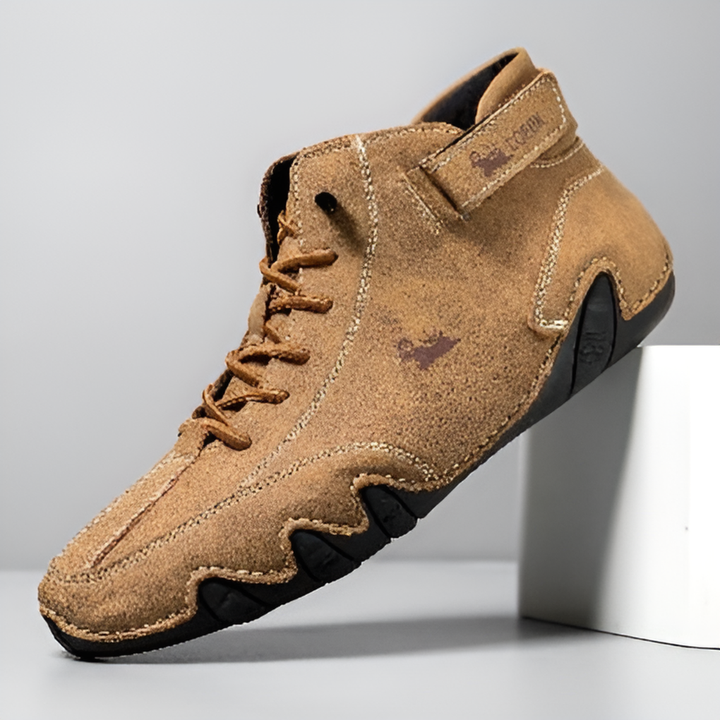 DEQ casual schoenen: paar bruine echt leren barefoot wandelschoenen, comfortabel en duurzaam