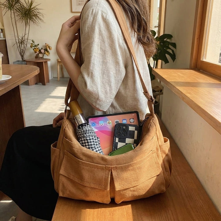 Unisex canvas crossbody tas: Duurzame DailyMessenger schoudertas voor dagelijks gebruik en werk.