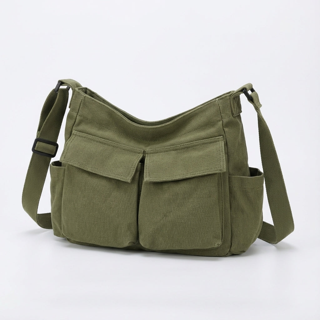 Unisex reistas in stad: Comfortabele en veilige canvas messenger tas voor stedentrips en avonturen.
