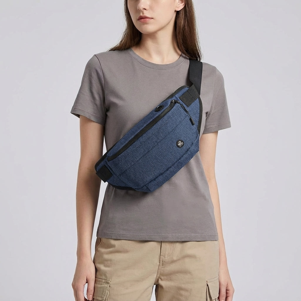 Strakke unisex FlexSling design slingtas met verstelbare band voor optimaal comfort.