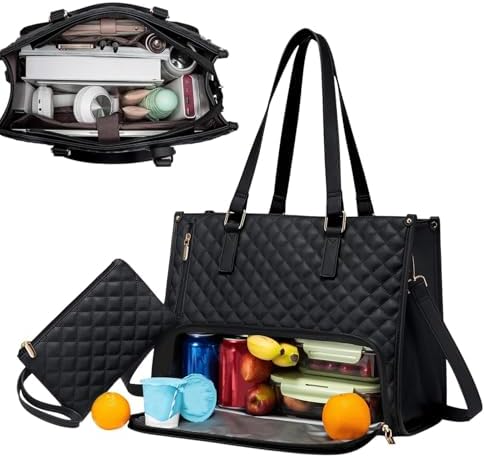 Unisex geïsoleerde lunch- en laptoptas voor werk en reizen; stijlvolle, praktische 2-in-1 tas voor dagelijks gebruik.