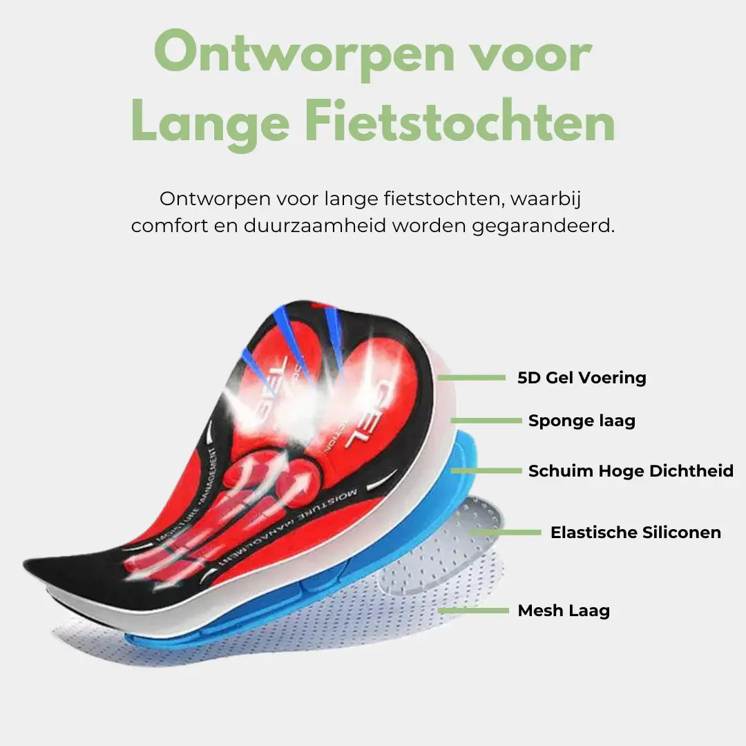 Comfortabele unisex fietsonderbroek met gelvulling. Perfecte sportkleding voor lange fietsritten, ademend.