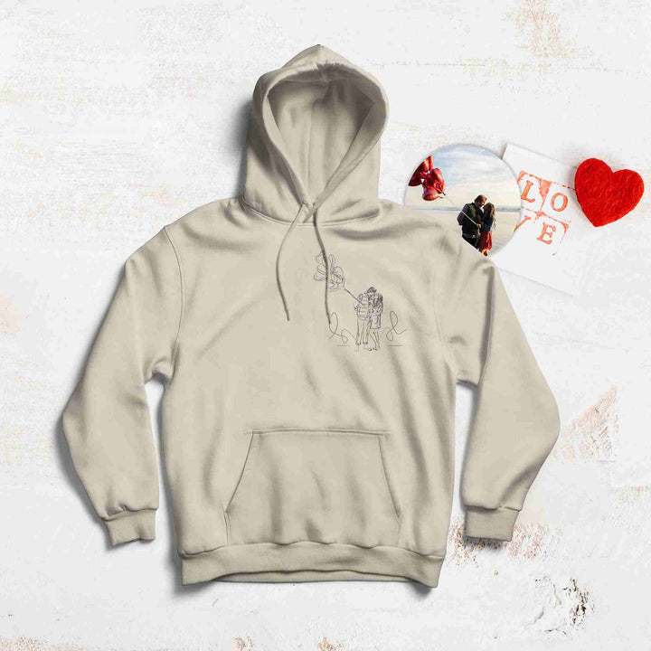 Herdenkings hoodie met gepersonaliseerd fotoborduurwerk; een tastbare en dierbare herinnering aan een geliefde.
