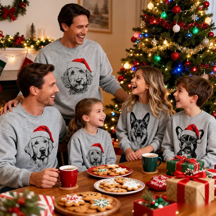 Unisex gepersonaliseerde kersttrui met huisdier foto. Perfect kerstcadeau voor dierenliefhebbers.