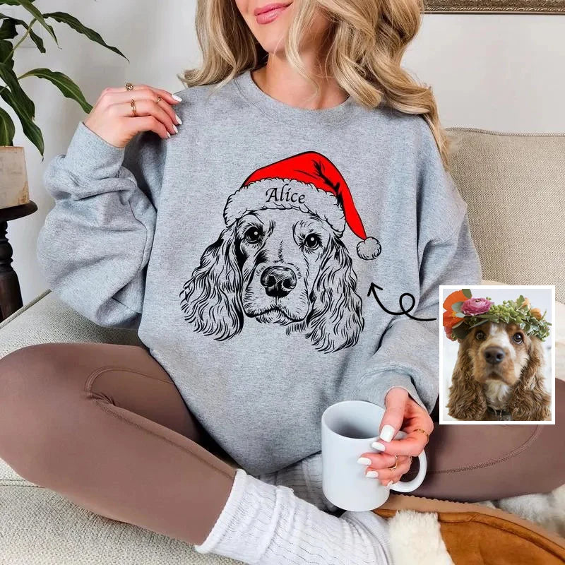 Steel de show met deze unisex gepersonaliseerde kersttrui. Voeg een foto van je huisdier toe!