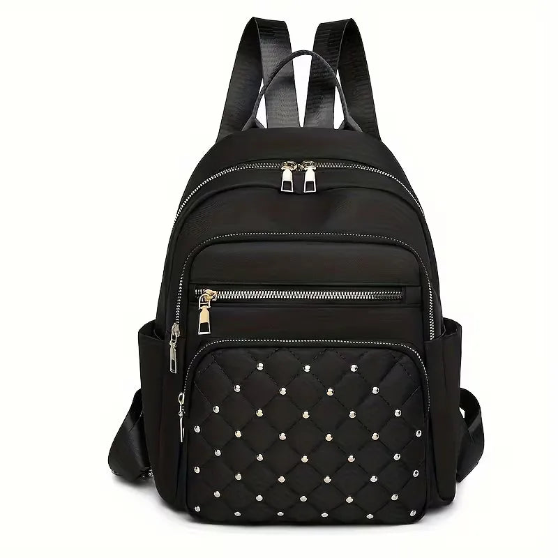 Unisex gewatteerde rugzak met studs, ideaal voor een stijlvolle dagelijkse look of als praktische schooltas.