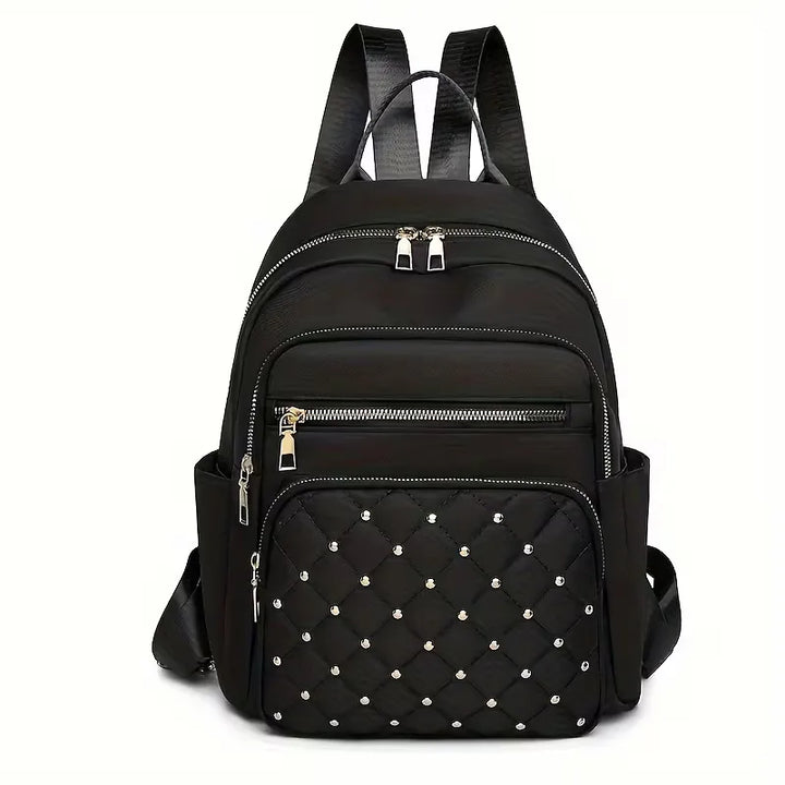 Unisex gewatteerde rugzak met studs, ideaal voor een stijlvolle dagelijkse look of als praktische schooltas.