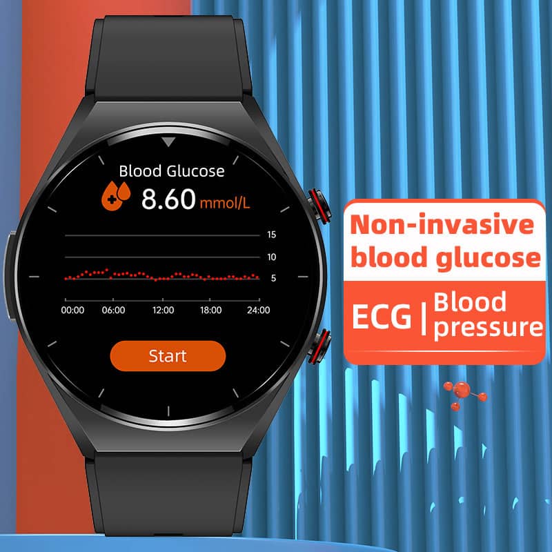 Smartwatch met bloeddruk-, slaap- en temperatuurmonitor; fitness tracker met AI assistent voor iOS/Android.