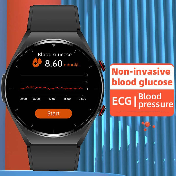 Smartwatch met bloeddruk-, slaap- en temperatuurmonitor; fitness tracker met AI assistent voor iOS/Android.