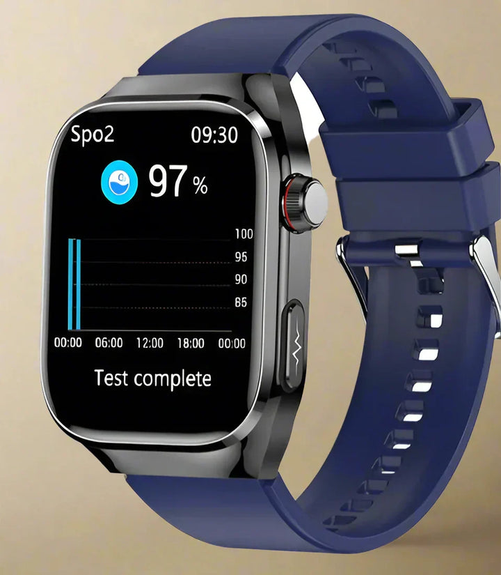 Premium wearable met ECG, bloedsuiker, urinezuur en hartslag tracking voor een gezonde levensstijl.
