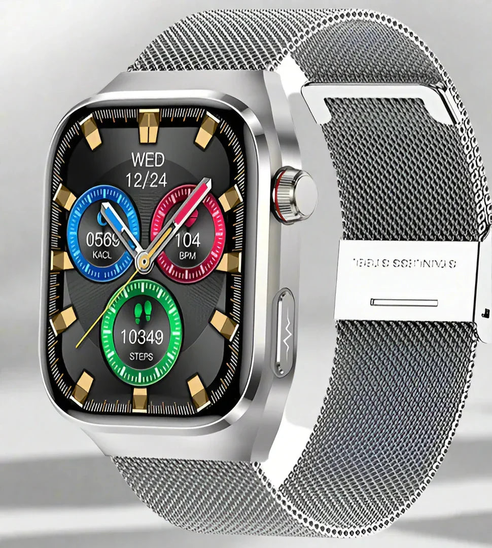 Complete digitale horloge voor gezondheid en sport, met ECG, bloedsuiker en urinezuur sensoren.