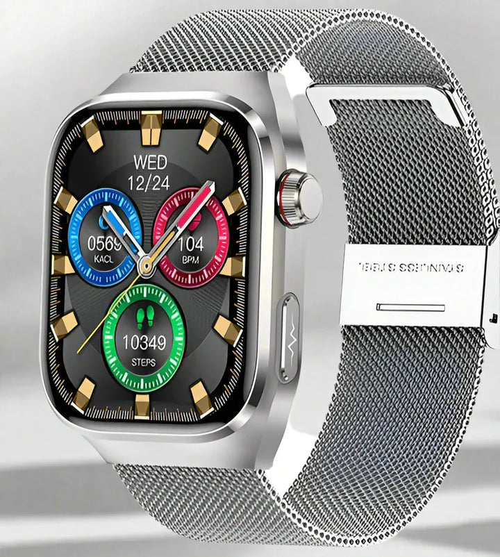 Complete digitale horloge voor gezondheid en sport, met ECG, bloedsuiker en urinezuur sensoren.