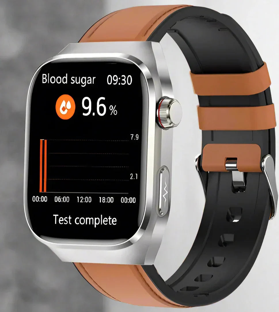 Unisex gezondheidshorloge met slimme tracking voor hartslag, bloedsuiker en activiteit, wearable.