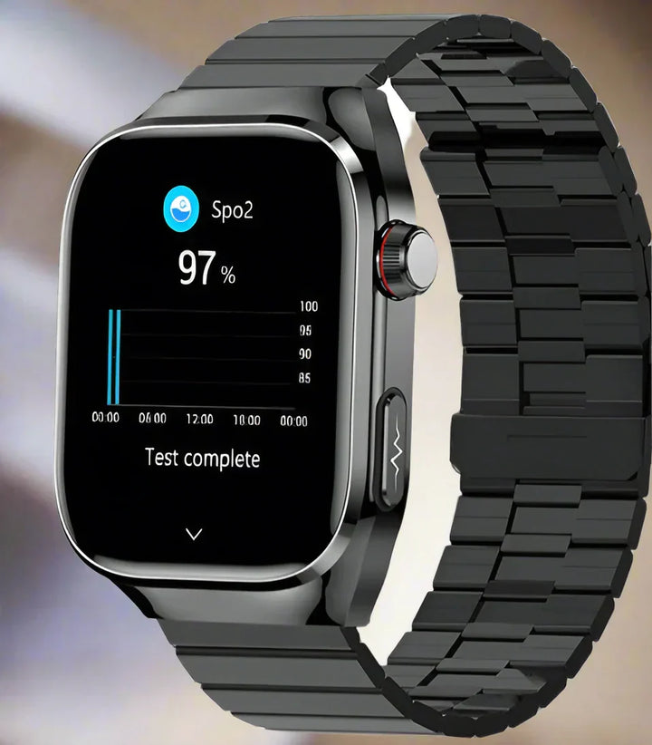 Multifunctioneel unisex gezondheidshorloge met AMOLED display en nauwkeurige data over bloedsuiker.