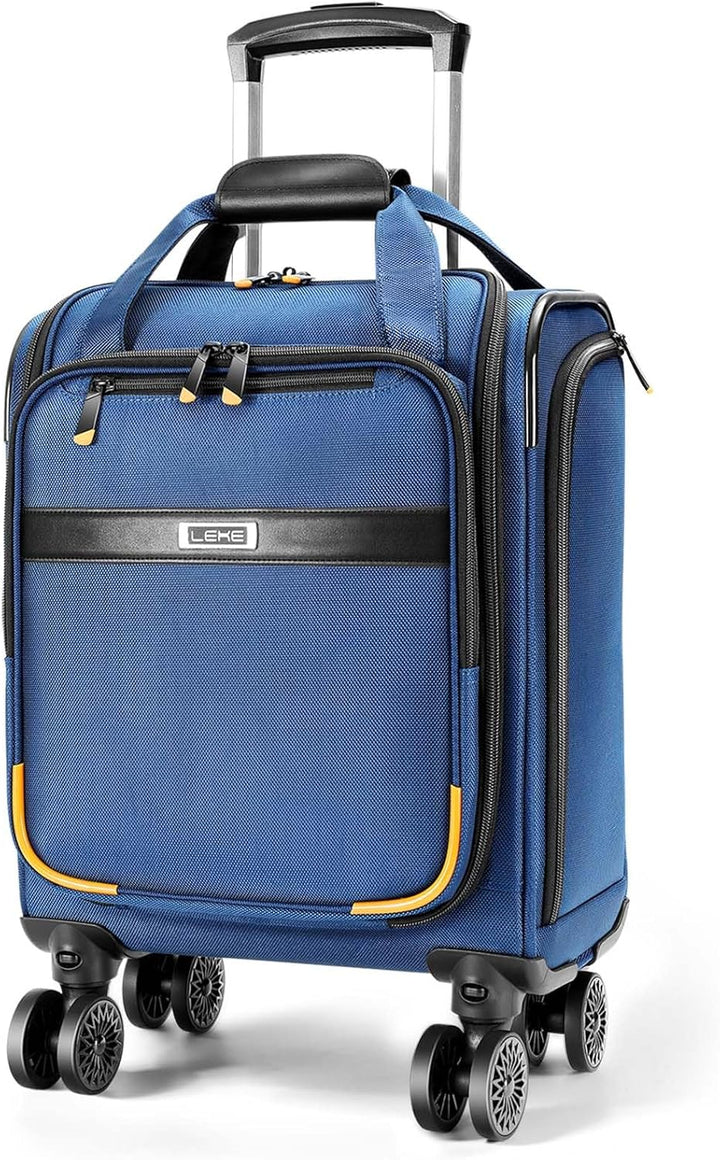 Compacte, airline-goedgekeurde onderstoel reistas met laptopvak; ideale handbagage trolley voor vluchten.