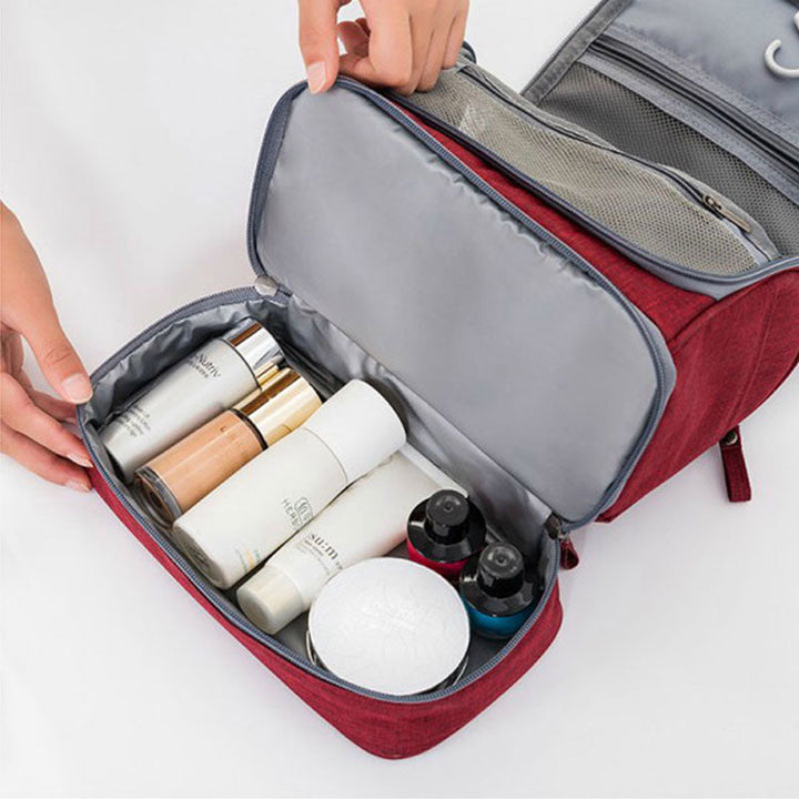 Veelzijdige hangende toilettas, geschikt voor badkamer, reizen en algemeen opbergen van accessoires.