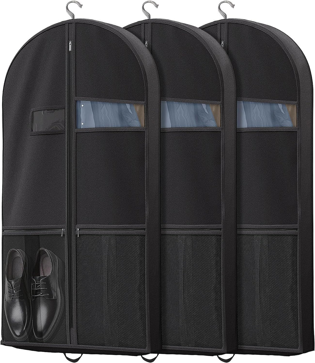 Unisex heavy-duty reiskledingzak met helder venster voor kreukvrij transport en opbergen van kleding.