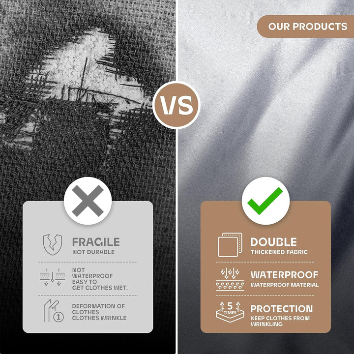 Heavy-duty kledinghoes die je kostbare kleding beschermt tegen vuil en vocht.