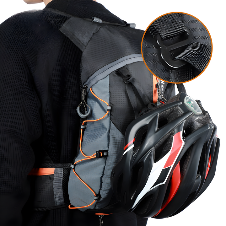 Veelzijdige sportrugzak HydroRide 10L met drinksysteem, perfect voor hardlopen en outdooractiviteiten.
