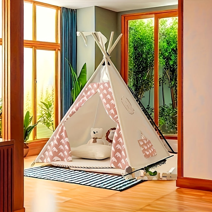 Speeltent voor kinderen, tipi model, ideaal voor avontuurlijk spelen binnen of als kamperen decoratie.