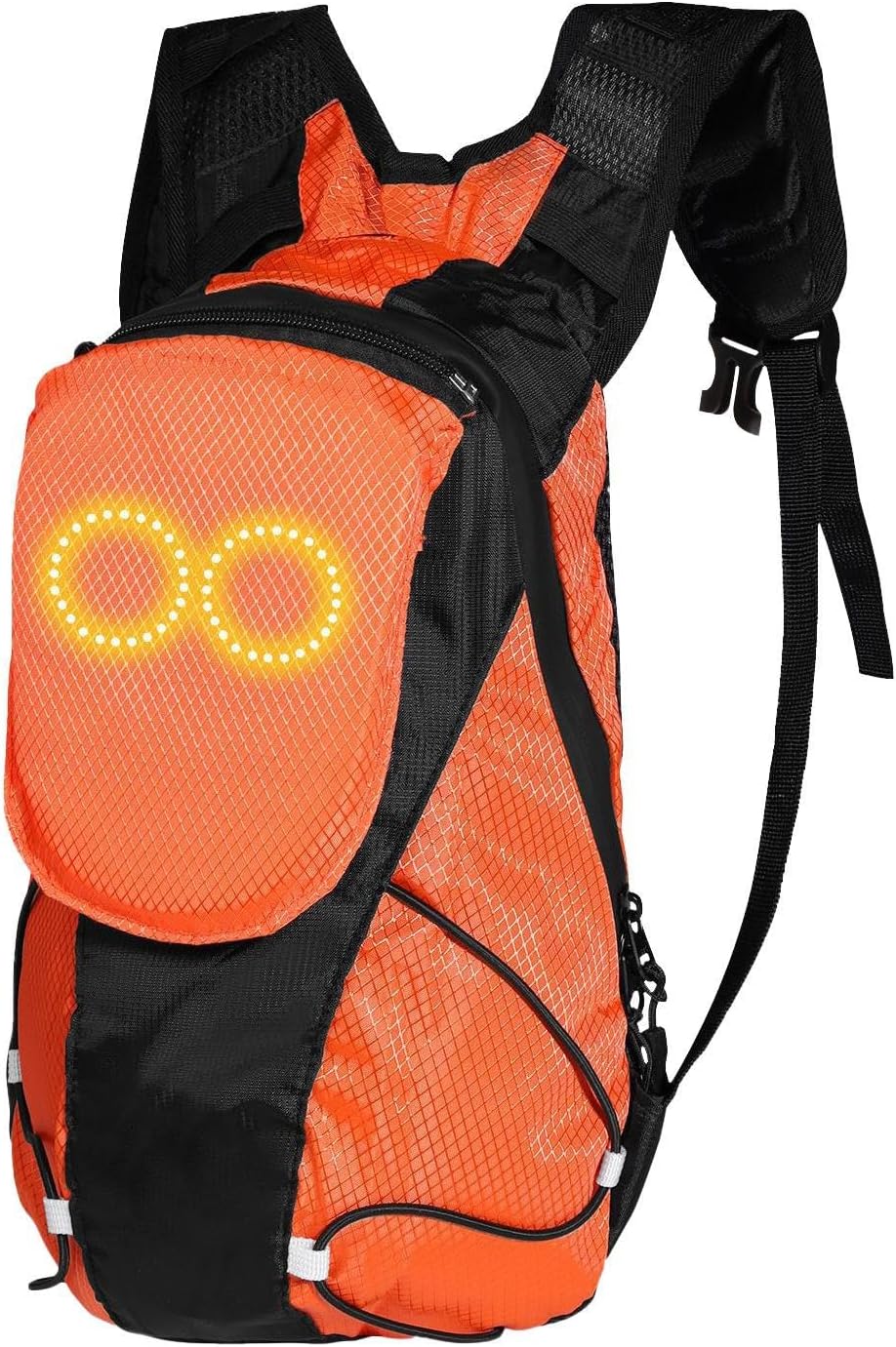 Unisex LED motorfietsrugzak voor optimale zichtbaarheid en veiligheid tijdens nachtrijden.