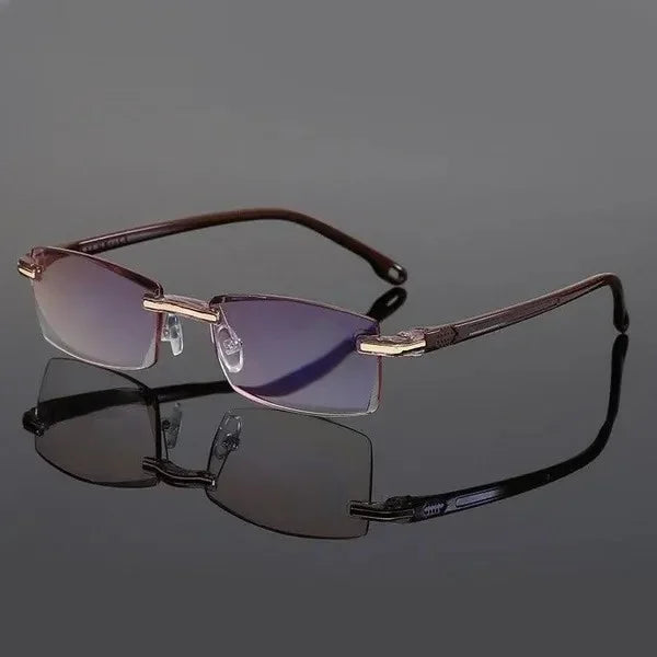 Comfortabele multifocale leesbril met blauwlichtfilter voor scherp zicht bij presbyopie. Lichte unisex bril.