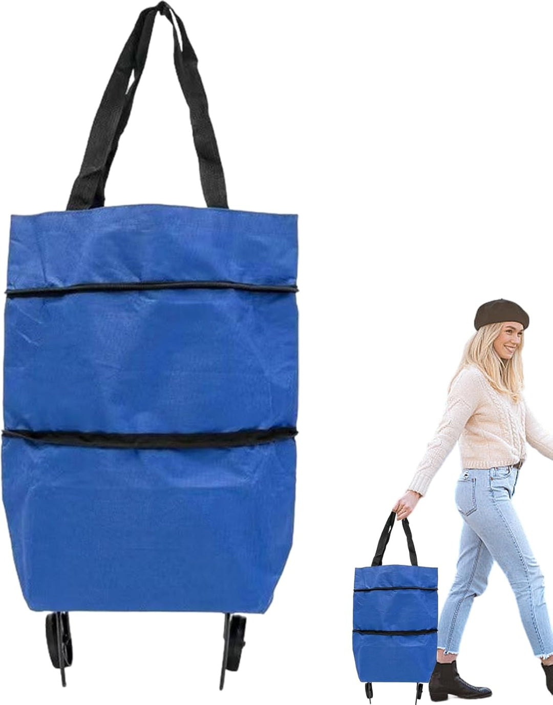 Elegant en functioneel: de opvouwbare boodschappentas met wielen maakt boodschappen doen licht.