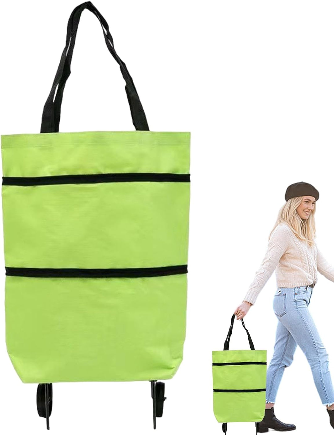 Unisex opvouwbare boodschappentas met wielen, biedt comfort en capaciteit voor iedereen.