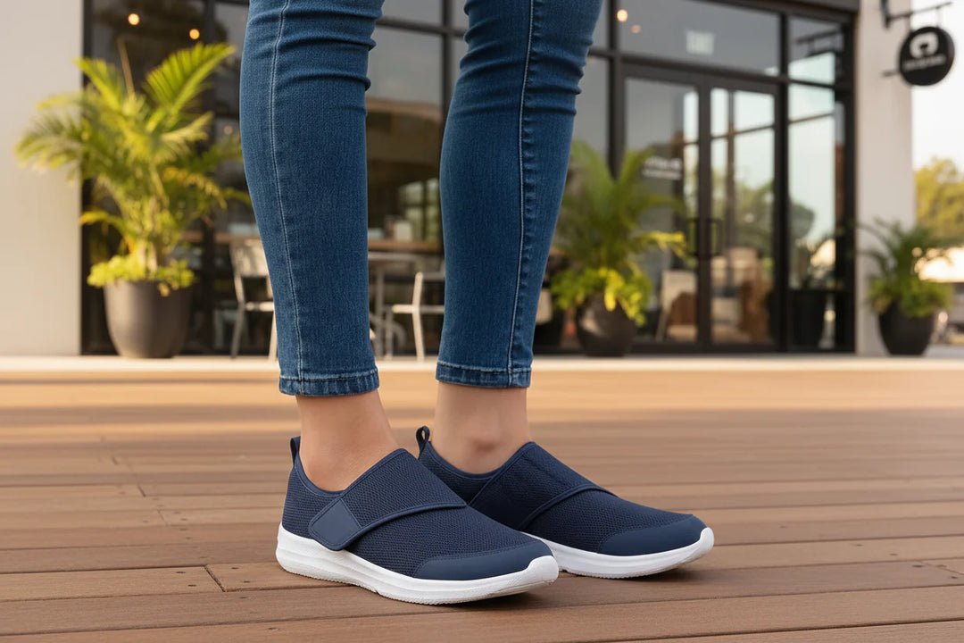 Unisex orthopedische diabetesschoenen met klittenband. Ondersteunend, ademend en ideaal voor gevoelige voeten.