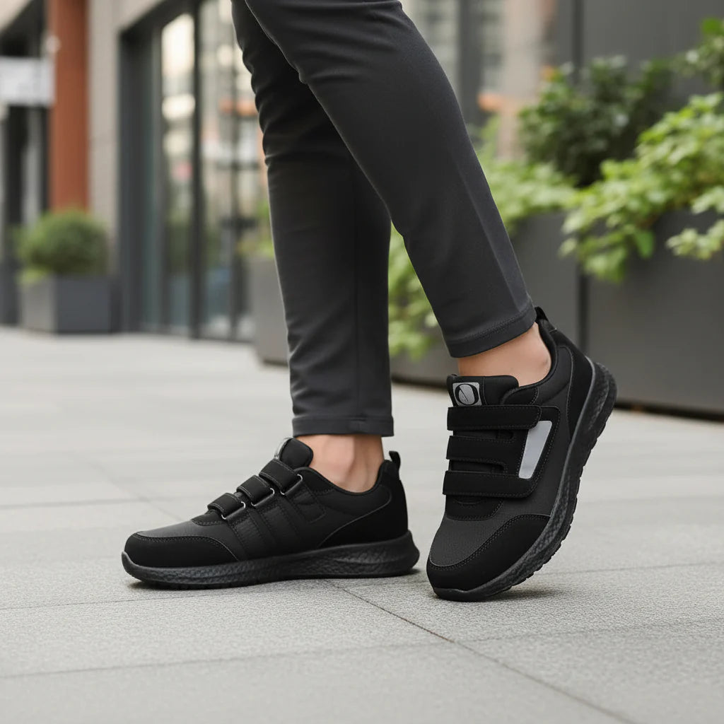 Ademende unisex sneakers met klittenband, brede pasvorm voor hielspoor, bunion en gevoelige voeten.