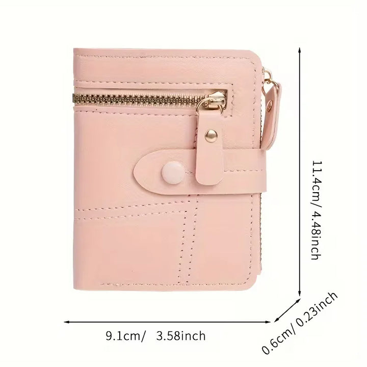 Stijlvolle unisex imitatieleer portemonnee met dubbele rits en veel kaartsleuven, compact design.