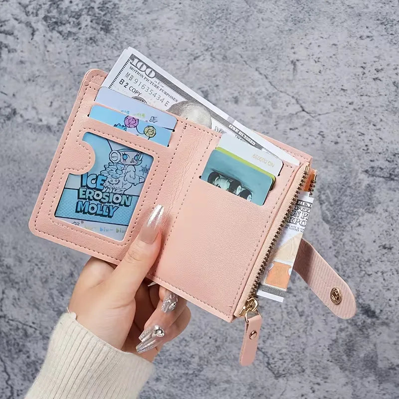 Praktische compacte portemonnee unisex, dubbele rits & uitgebreide kaartenhouderfunctie voor al je pasjes.