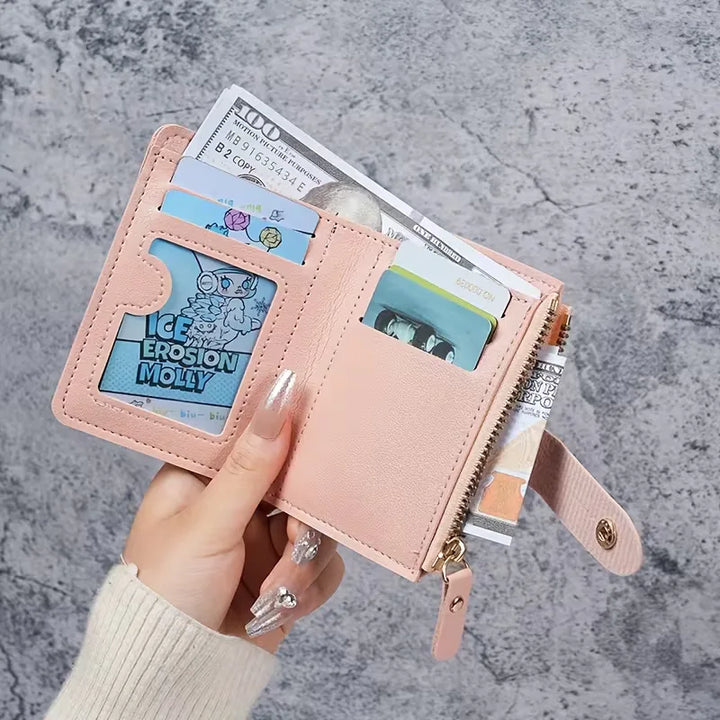 Praktische compacte portemonnee unisex, dubbele rits & uitgebreide kaartenhouderfunctie voor al je pasjes.