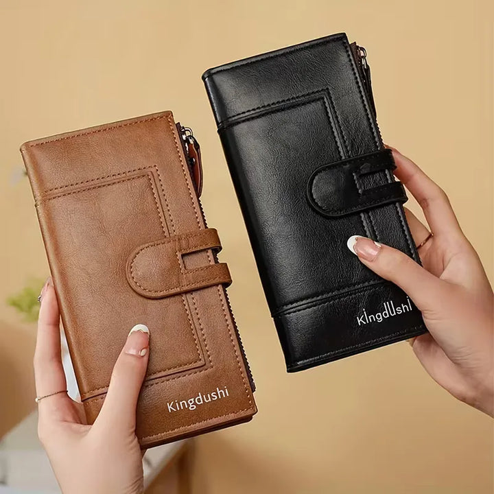 Elegante unisex portemonnee met dubbele rits en kaartsleuven. Een compacte, functionele mode-accessoire.