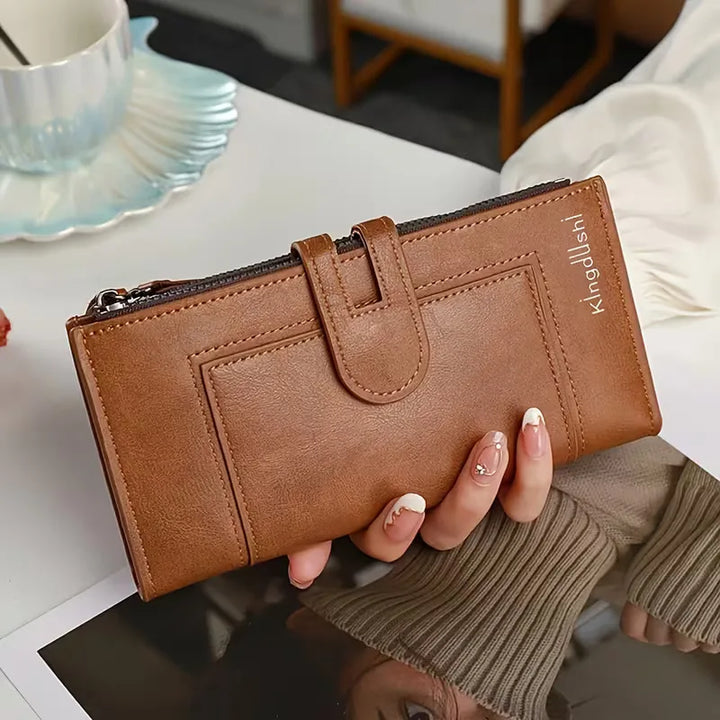 Compacte organizer portemonnee met dubbele rits, ideaal voor al je kaarten en contant geld. Unisex PU-leer.