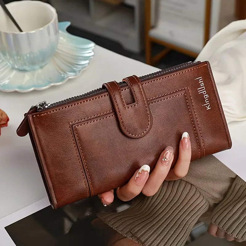 Dagelijkse unisex portemonnee met dubbele rits en uitgebreide kaarthouder, perfect voor de organisatie.