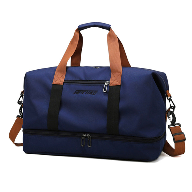 Zwarte unisex sporttas met dubbele ritssluiting, perfect voor de sportschool of korte vakanties.