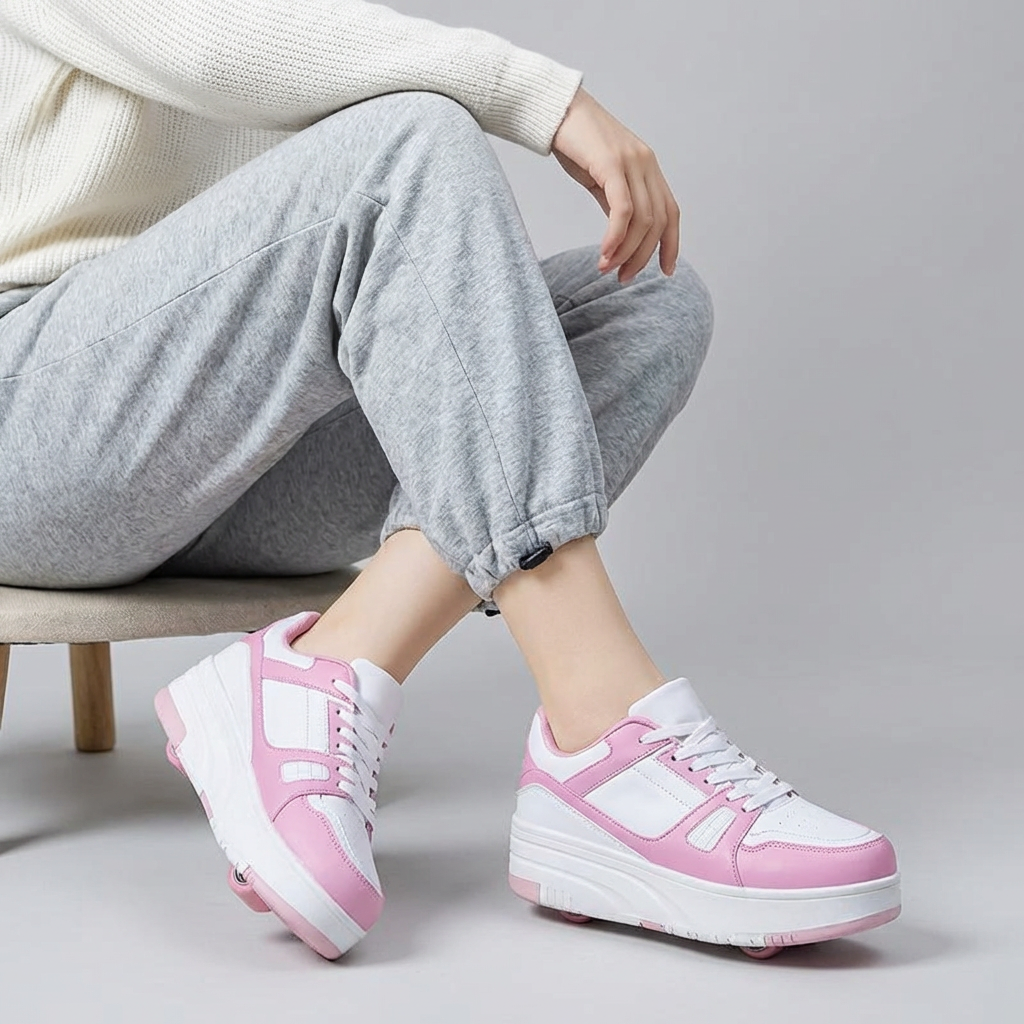 Unisex rollerschoenen met afneembare wieltjes, grijs en neongroen, perfect voor actieve jeugd