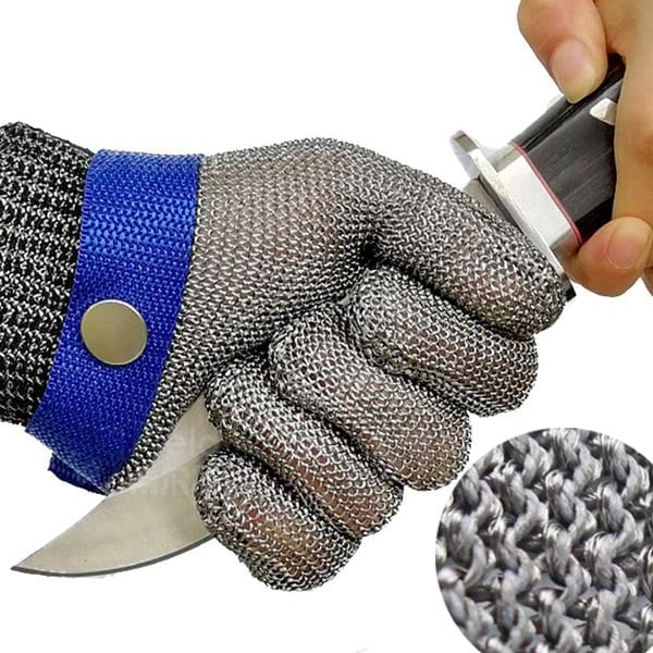 Unisex snijbestendige roestvrijstalen veiligheidshandschoen voor keukenwerk en bescherming.