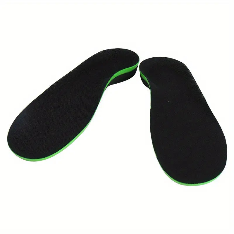 Bovenaanzicht van comfortabele unisex steunzolen, ontworpen voor platvoeten en optimale voetondersteuning.