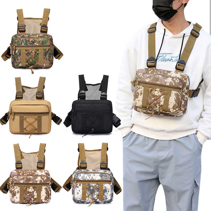 Unisex tactische borsttas van waterbestendig nylon voor outdoor avonturen, wandelen en survival.