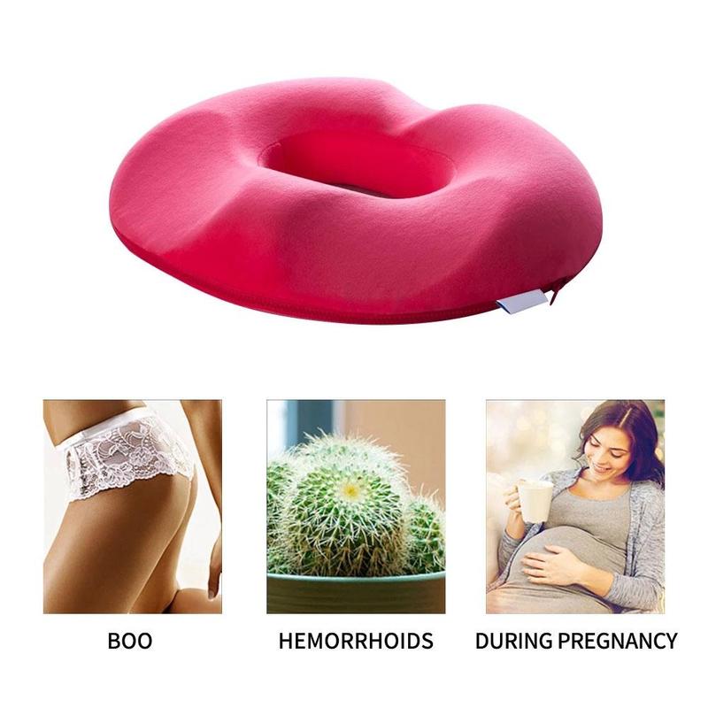 Ergonomisch traagschuim zitkussen voor stuitpijn en aambeien, optimale drukverdeling en comfort.